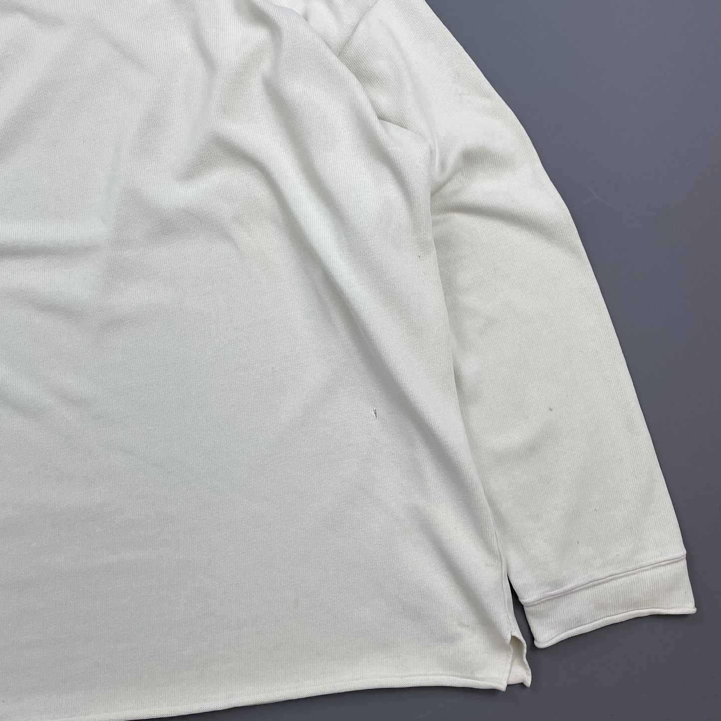 Stone Island Ivory White AW94 Raw-Edge Mockneck Heavy Cotton Green Edge Badge Jumper