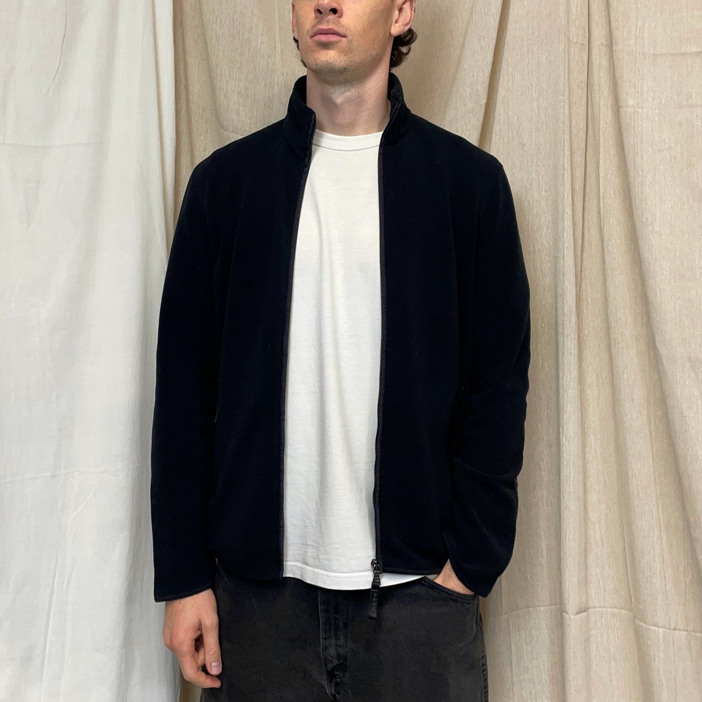 Prada Sport Black 2010 Rear Pocket Nylon Panelled Fleece Jacket