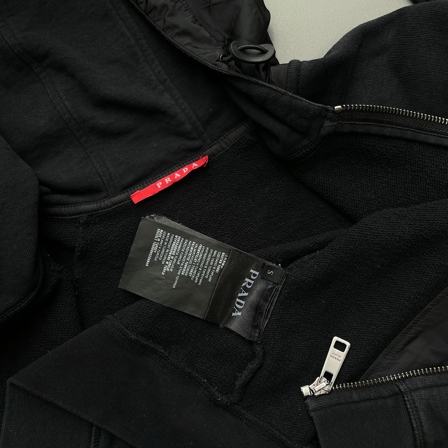Prada Sport Black 2014 Nylon Hood Zip-Through Hoodie
