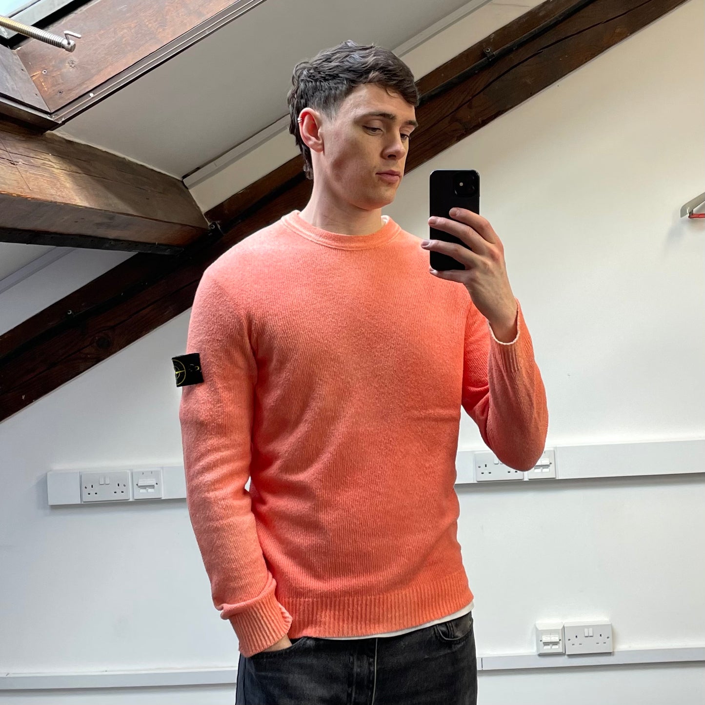 Stone Island Peach Gradient SS20 Lightweight Knit Crewneck Jumper
