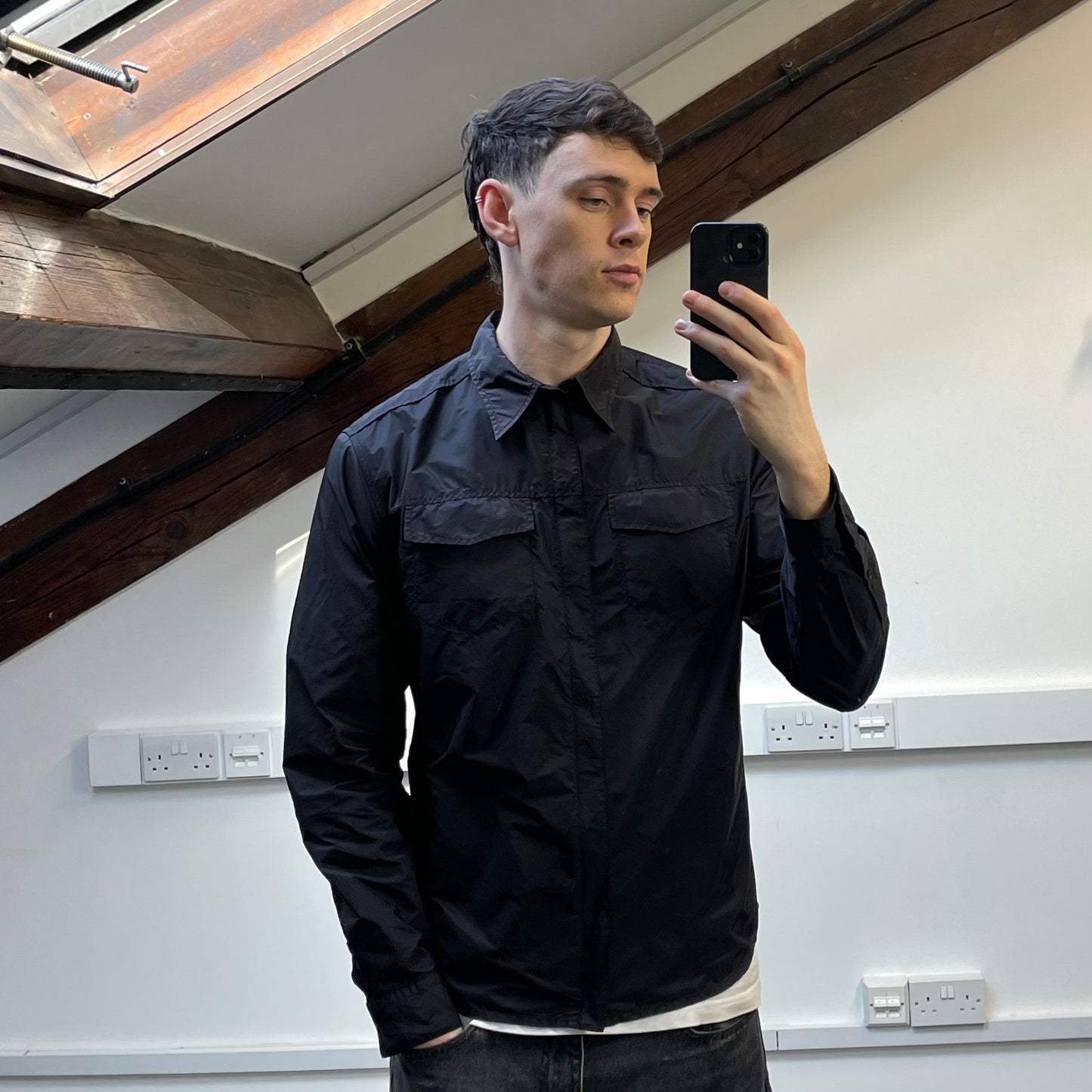 Prada Sport Black 2017 Lightweight Nylon Zip-Through Overshirt