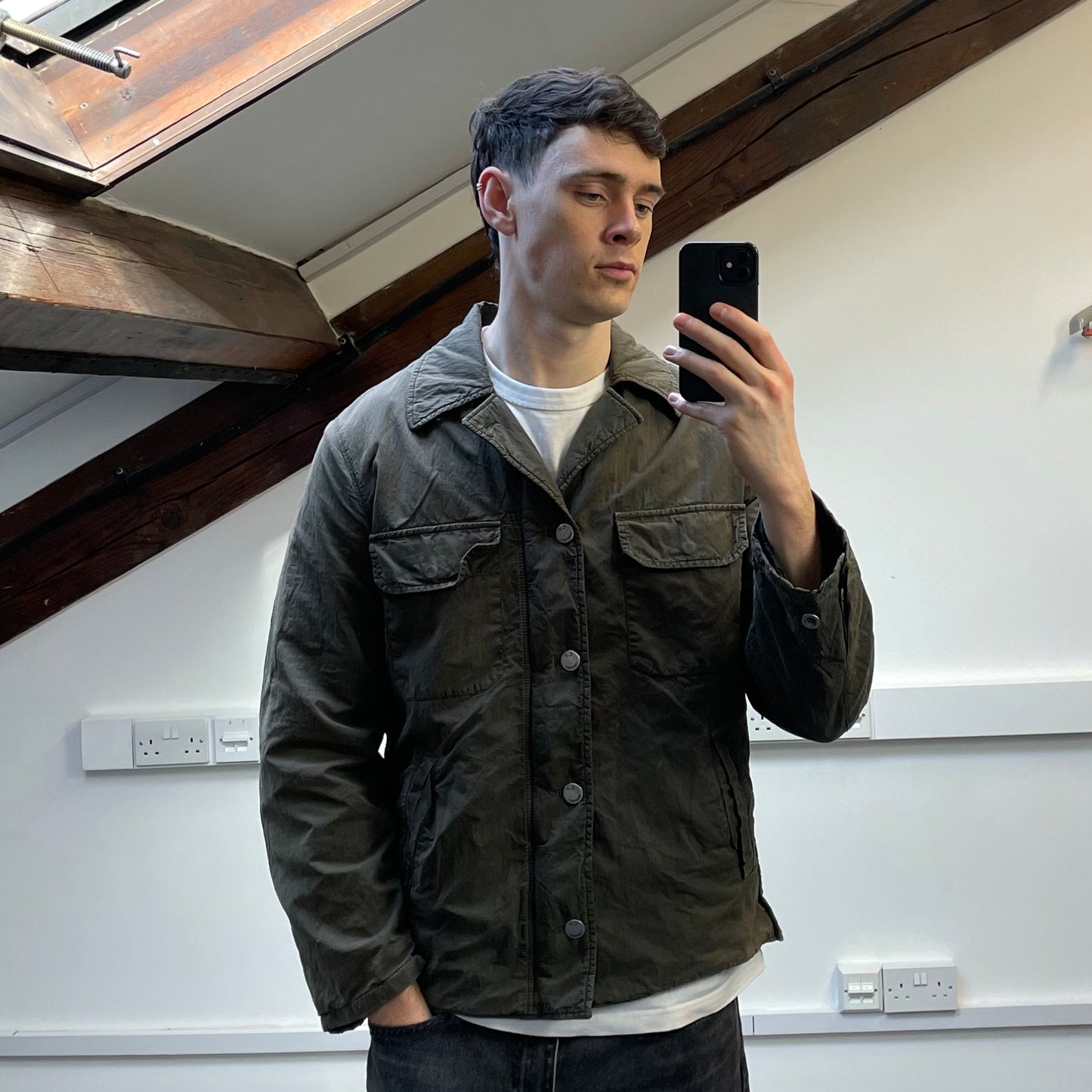 C.P. Company Khaki 00s Wool Lined Wax-Cotton Workwear Jacket