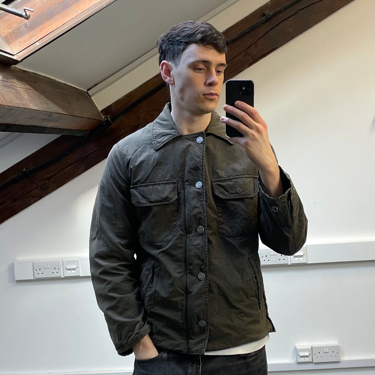C.P. Company Khaki 00s Wool Lined Wax-Cotton Workwear Jacket