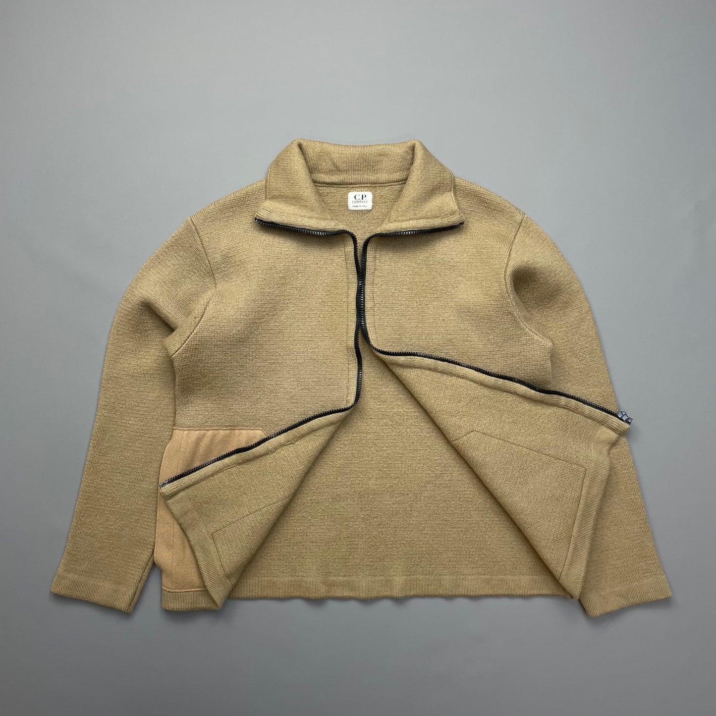 C.P. Company Beige Wool Knit Zip-Through Jacket AW01
