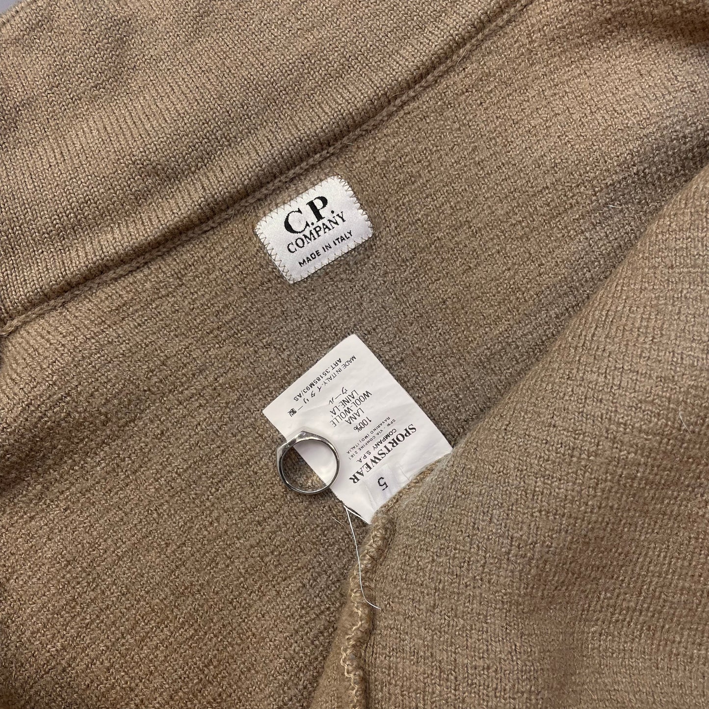 C.P. Company Beige Wool Knit Zip-Through Jacket AW01