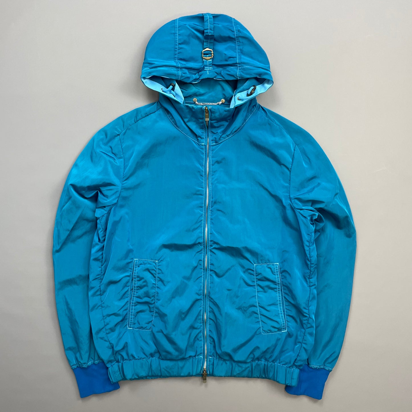 C.P. Company Blue SS10 Nylon Canvas Hooded Shimmer Windbreaker Jacket