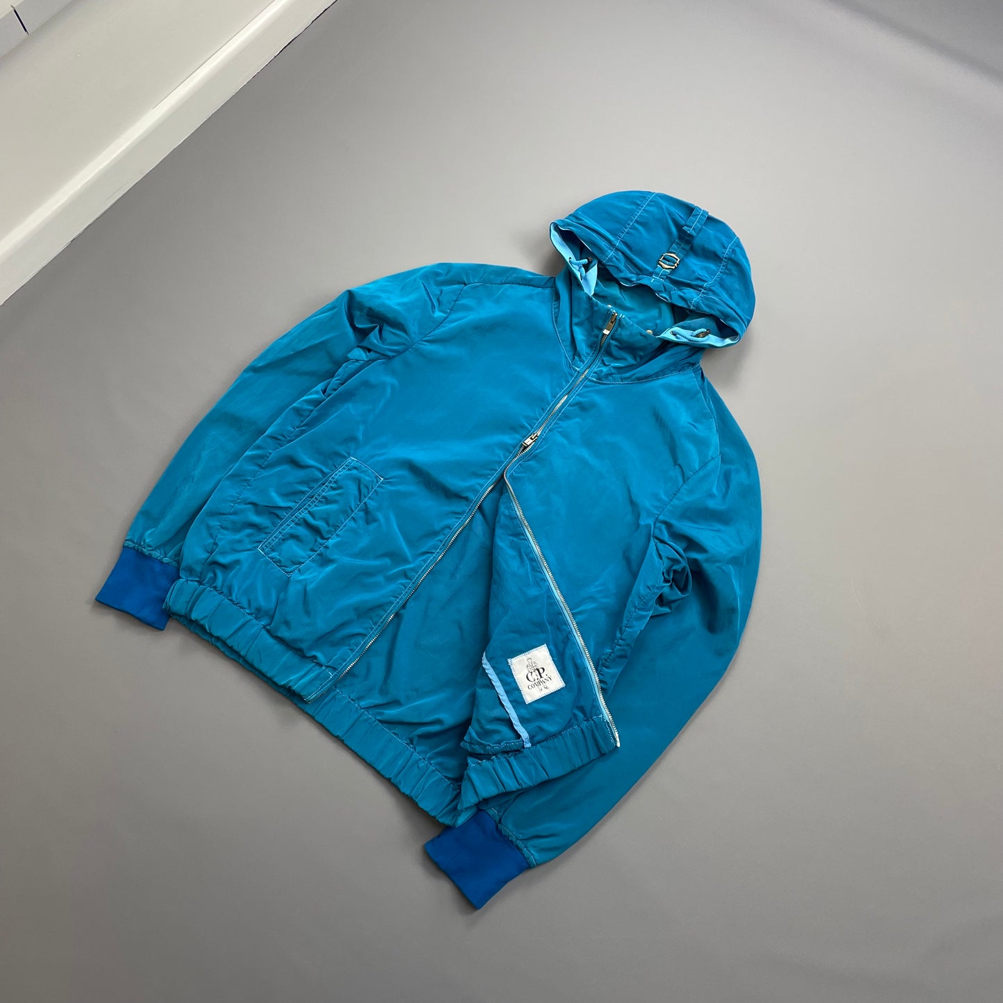 C.P. Company Blue SS10 Nylon Canvas Hooded Shimmer Windbreaker Jacket