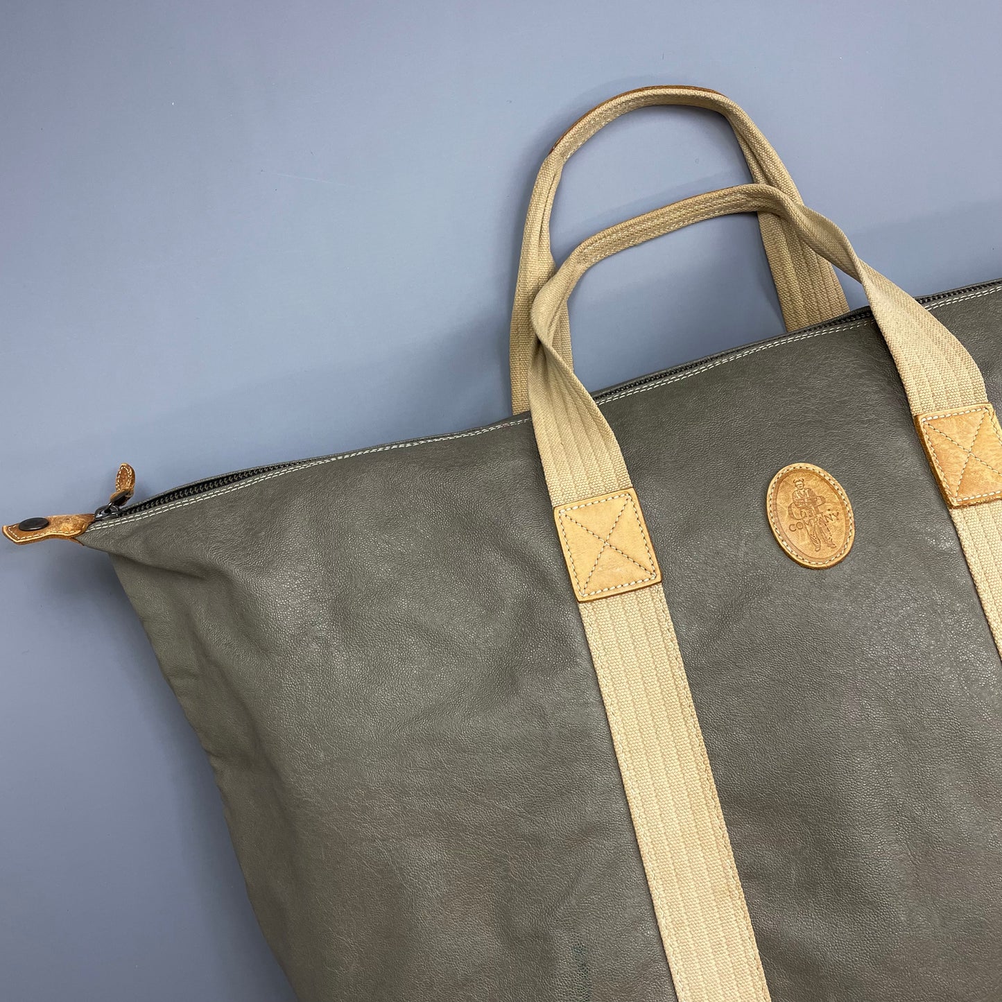 C.P. Company Olive 1980s Ideas From Massimo Ostio Leather XL Duffle Bag