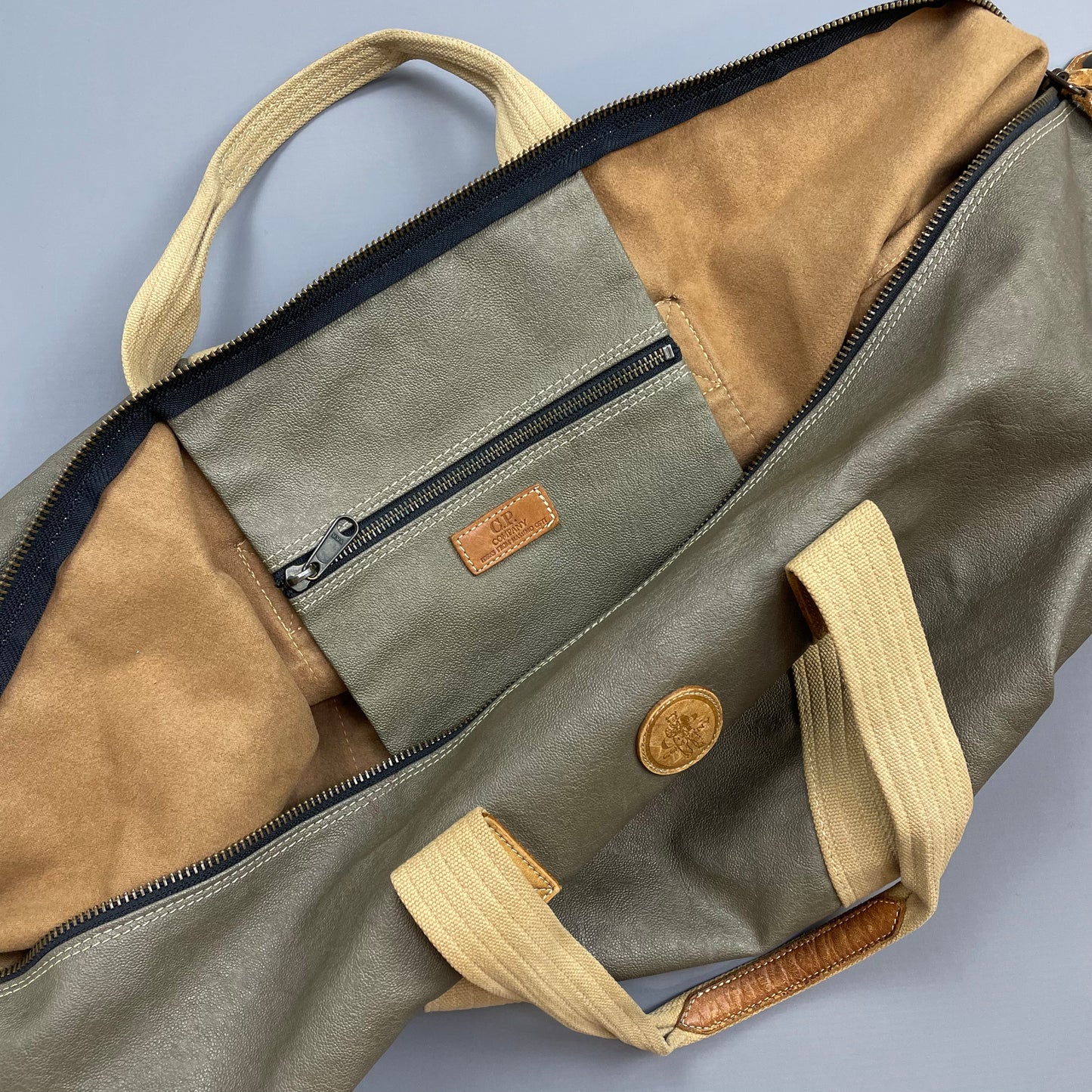 C.P. Company Olive 1980s Ideas From Massimo Ostio Leather XL Duffle Bag