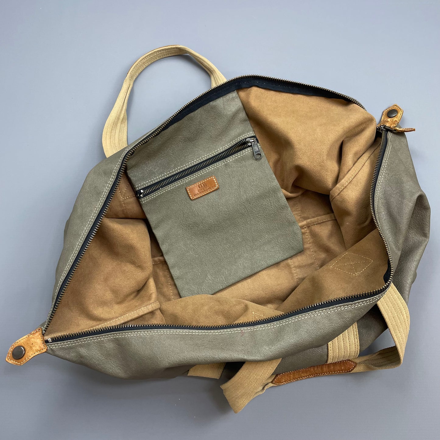 C.P. Company Olive 1980s Ideas From Massimo Ostio Leather XL Duffle Bag