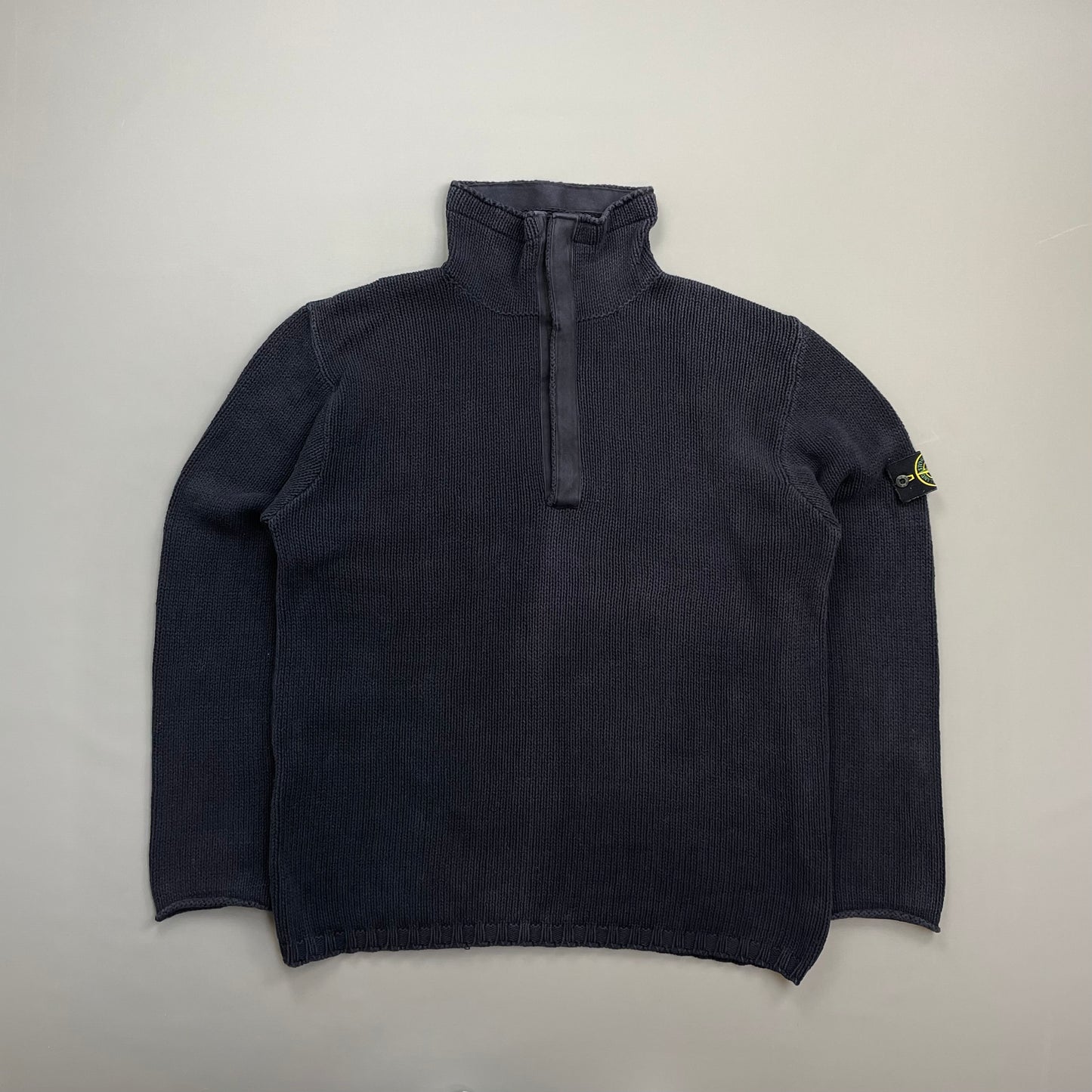 Stone Island Navy SS02 Heavyweight Half-Zip Knit Jumper