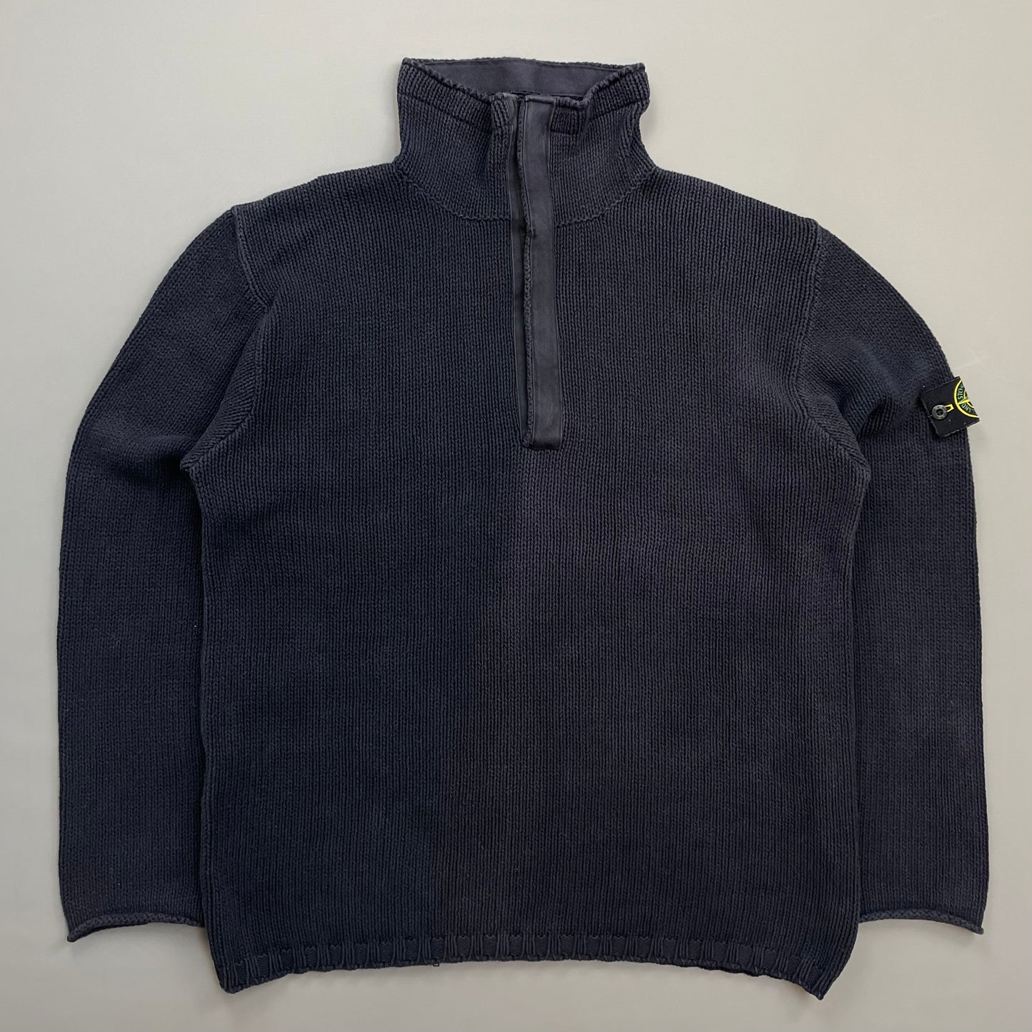 Stone Island Navy SS02 Heavyweight Half-Zip Knit Jumper