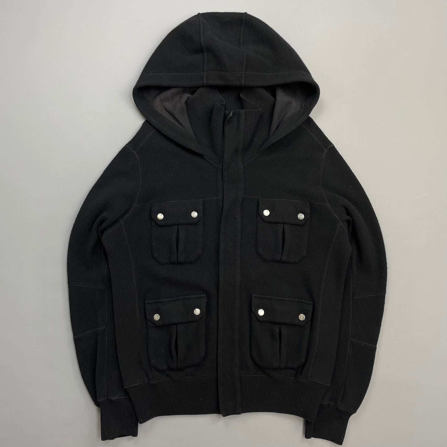 C.P. Company Black AW08 Wool Blend Multi-Pocket Hooded Jacket