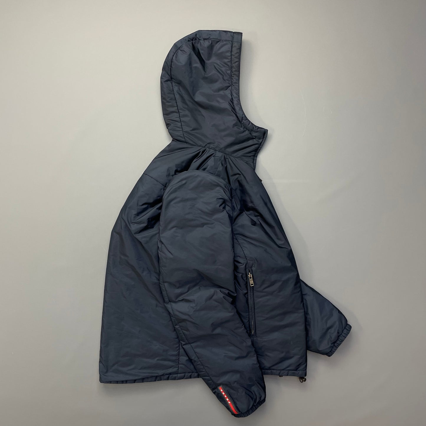 Prada Sport 2014 Burgundy/Navy Nylon Reversible Padded Hooded Jacket