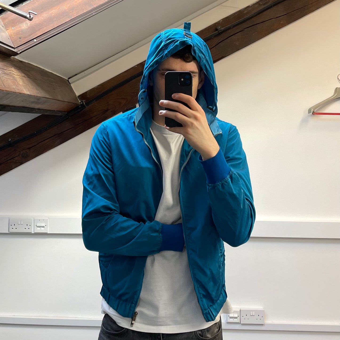 C.P. Company Blue SS10 Nylon Canvas Hooded Shimmer Windbreaker Jacket