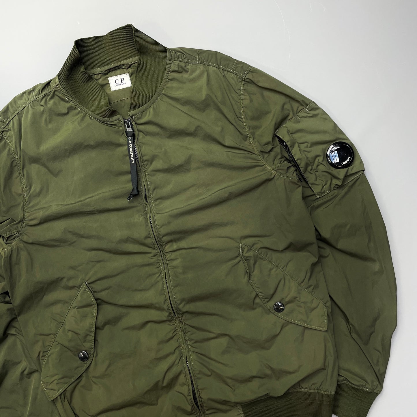 C.P. Company Green Nycra-R Lightweight Bomber Jacket
