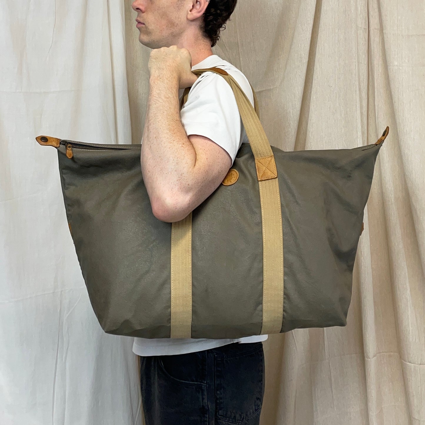 C.P. Company Olive 1980s Ideas From Massimo Ostio Leather XL Duffle Bag