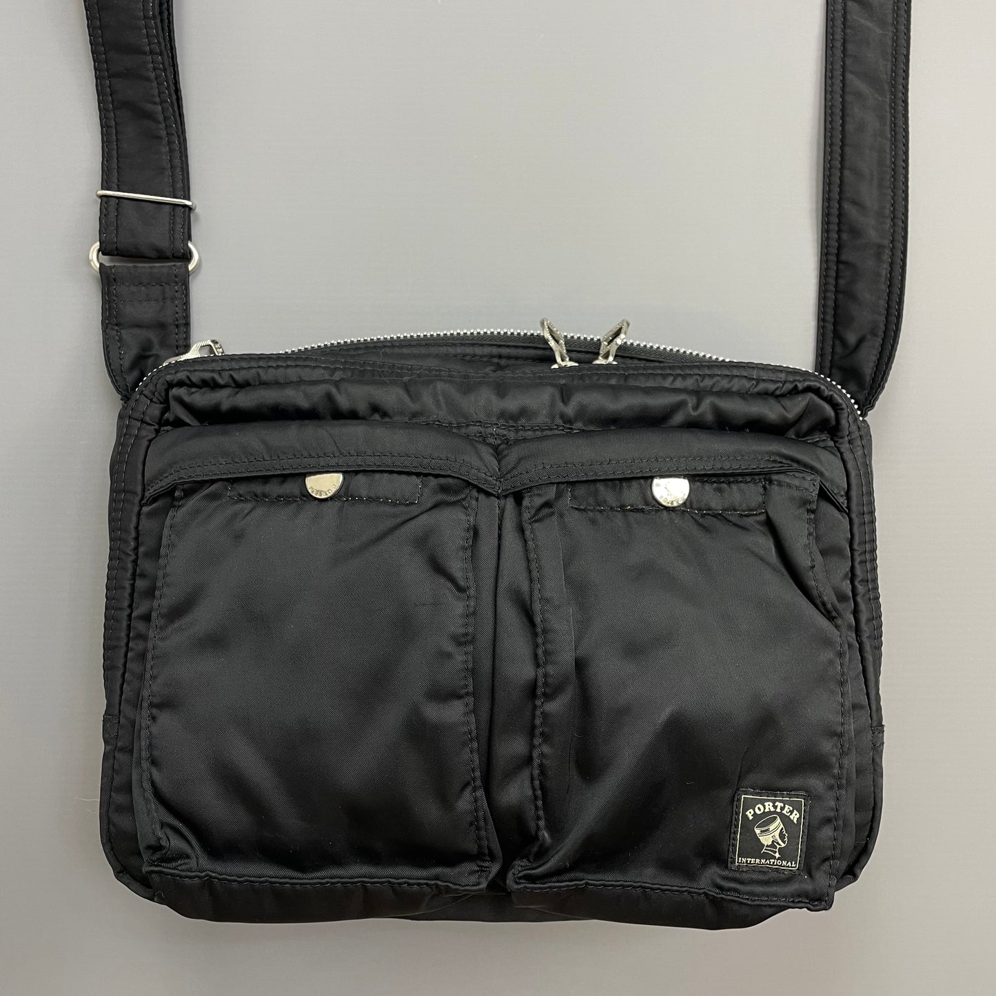 Porter International Black Nylon Crossbody Shoulder Bag