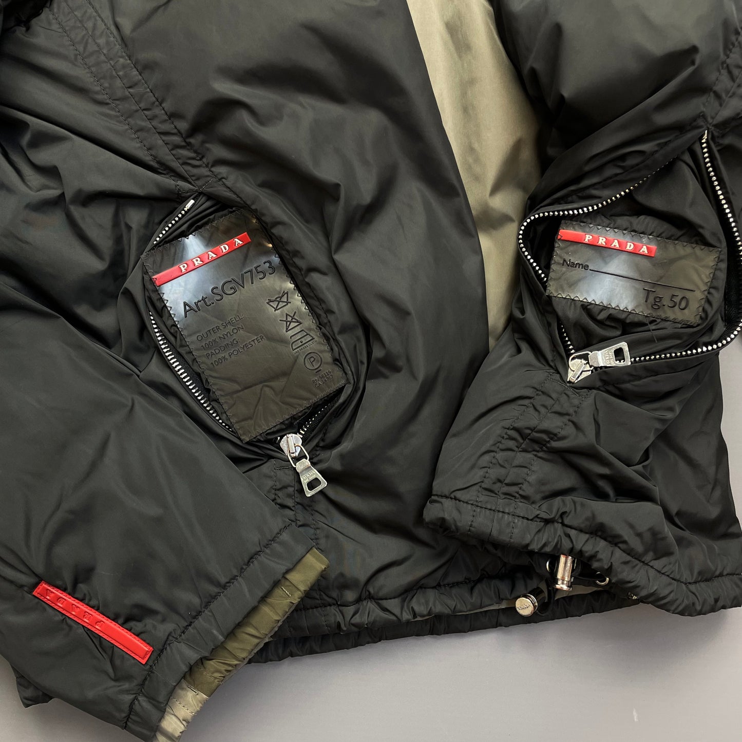 Prada Sport Green/Grey Reversible Padded Nylon Jacket