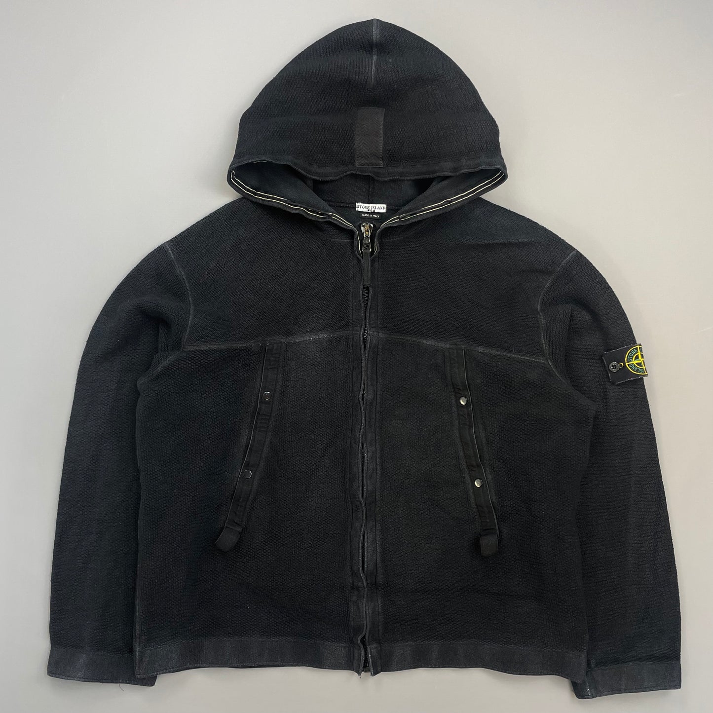 Stone Island Black AW03 Zip-Through Fleece Hooded Jacket