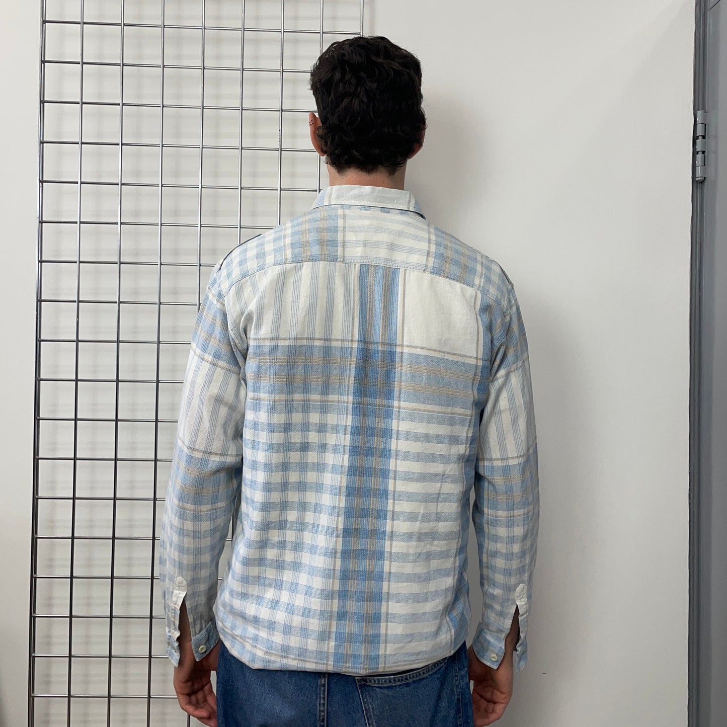 Emporio Armani Blue & White 80s Varied Flannel Shirt