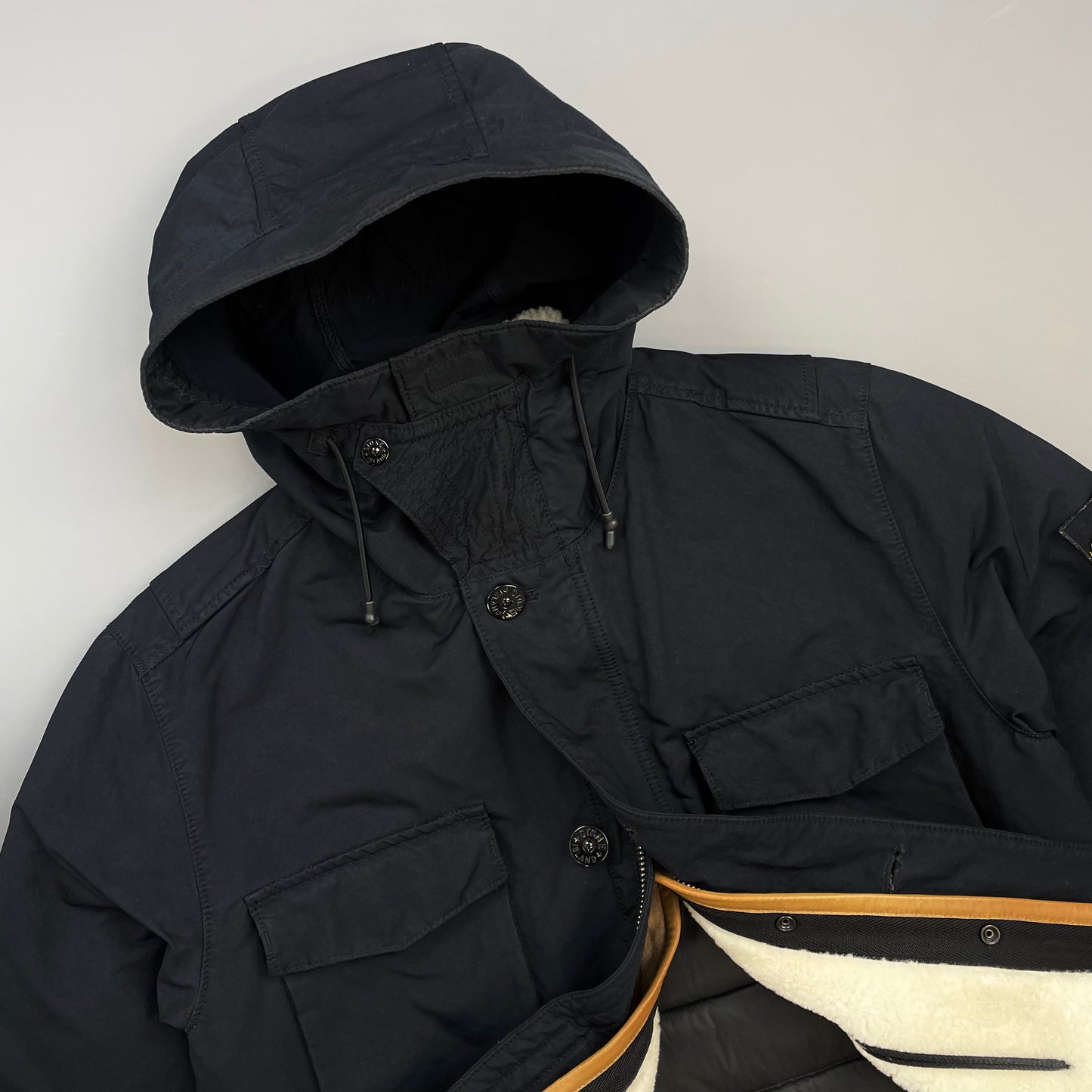 Stone Island Navy AW19 Sheepskin Liner David-TC Down Parka Jacket