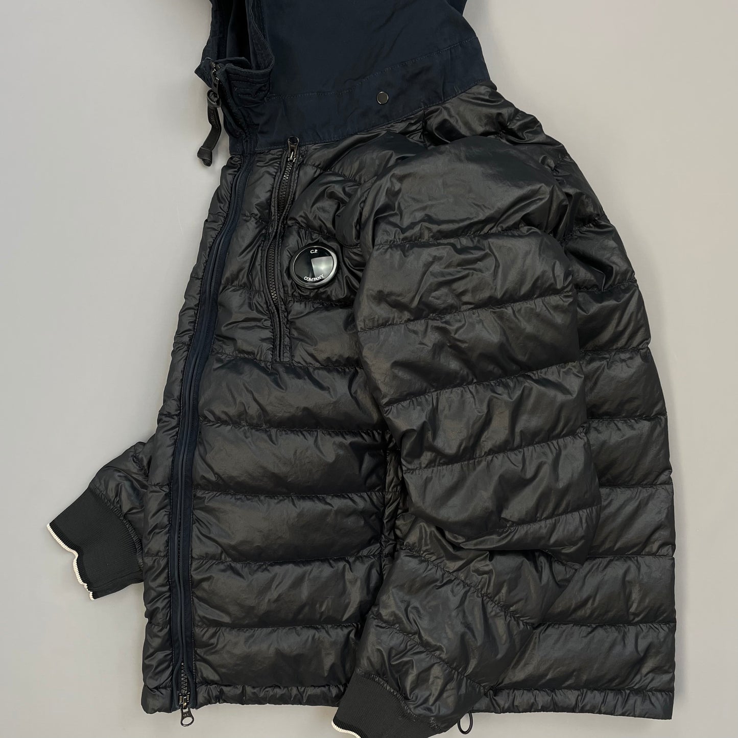 C.P. Company Black AW14 DD Shell Contrast Hood Lightweight Nylon Down Puffer Jacket