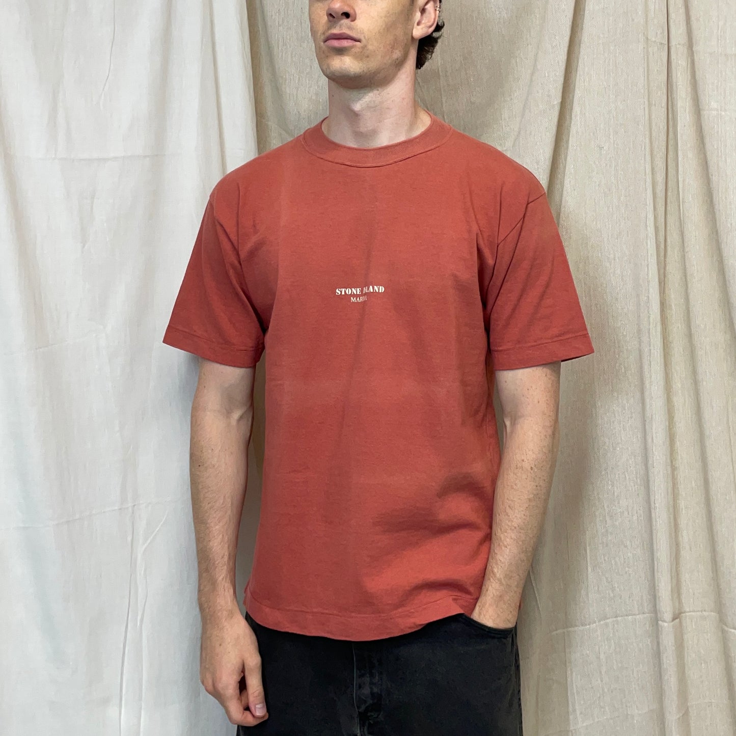 Stone Island Peach 1980s Marina Spellout T-Shirt