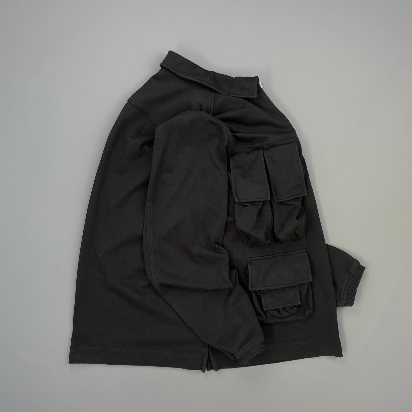 Dries Van Noten Black Multi-Pocket Half-Zip Smock Jacket