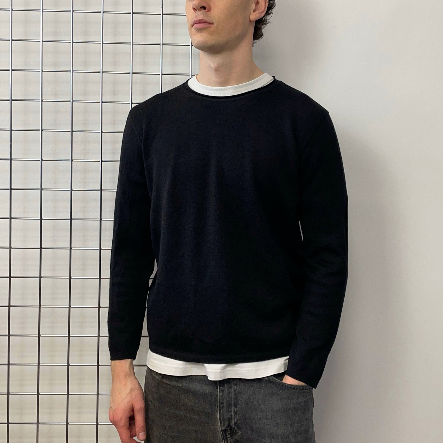 Prada Sport Black 2008 Technical Wool Knit Crewneck Jumper