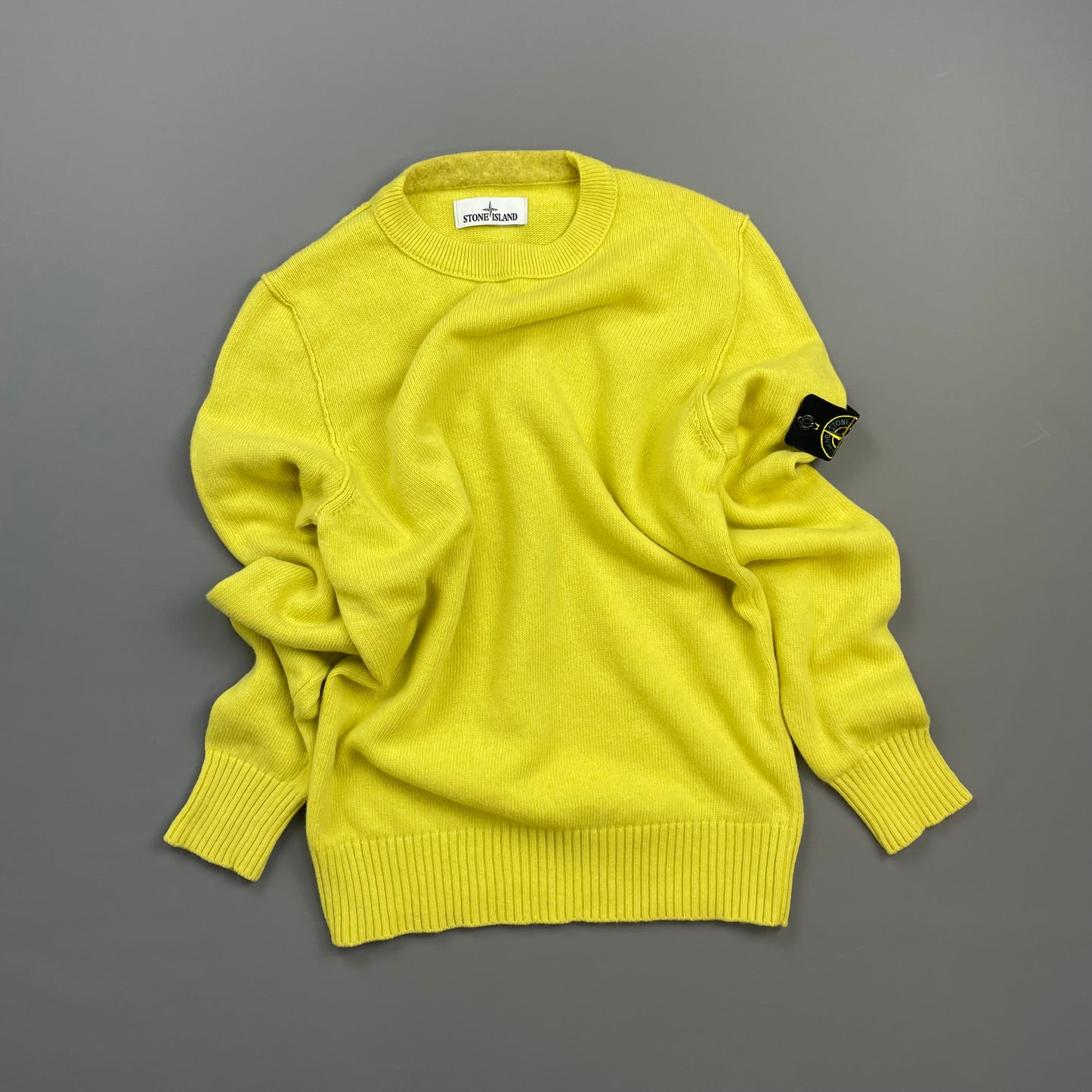 Stone Island Yellow AW14 Wool Knit Crewneck Jumper