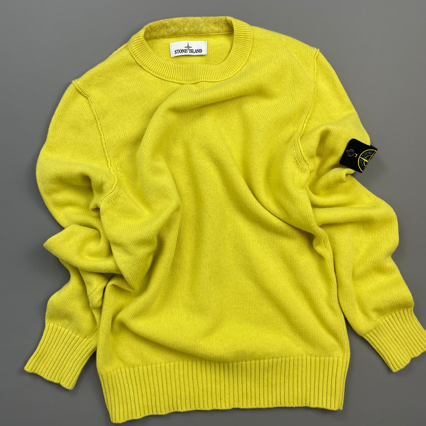 Stone Island Yellow AW14 Wool Knit Crewneck Jumper
