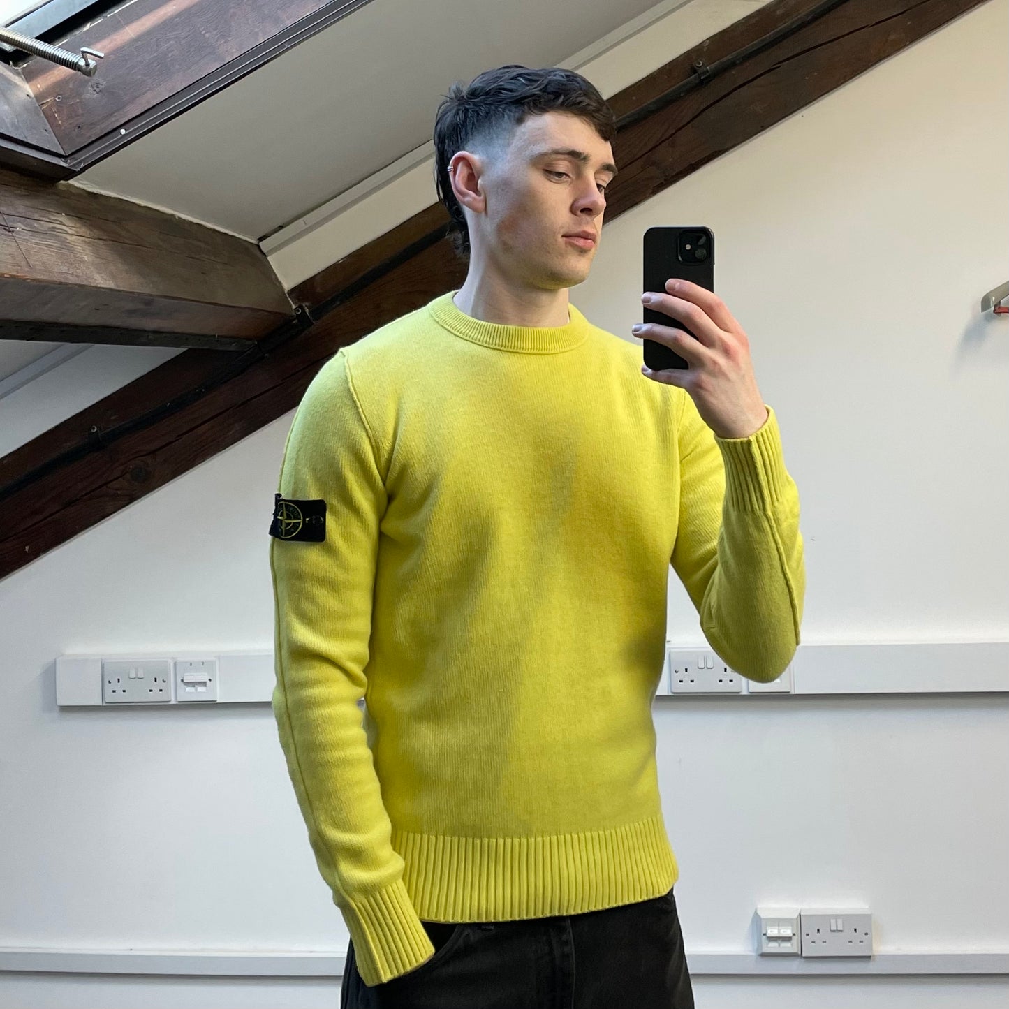 Stone Island Yellow AW14 Wool Knit Crewneck Jumper