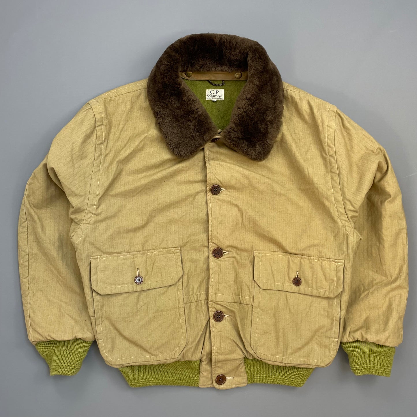 C.P. Company Brown 80s Ideas From Massimo Osti Japanese Release Fur Collar Herringbone Bomber Jacket