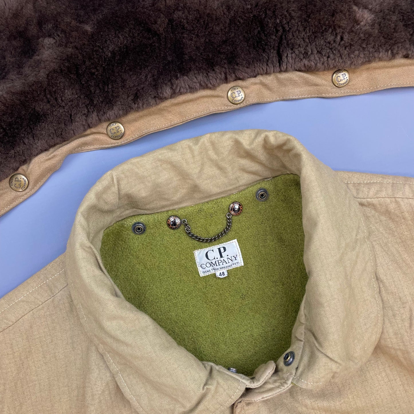 C.P. Company Brown 80s Ideas From Massimo Osti Japanese Release Fur Collar Herringbone Bomber Jacket