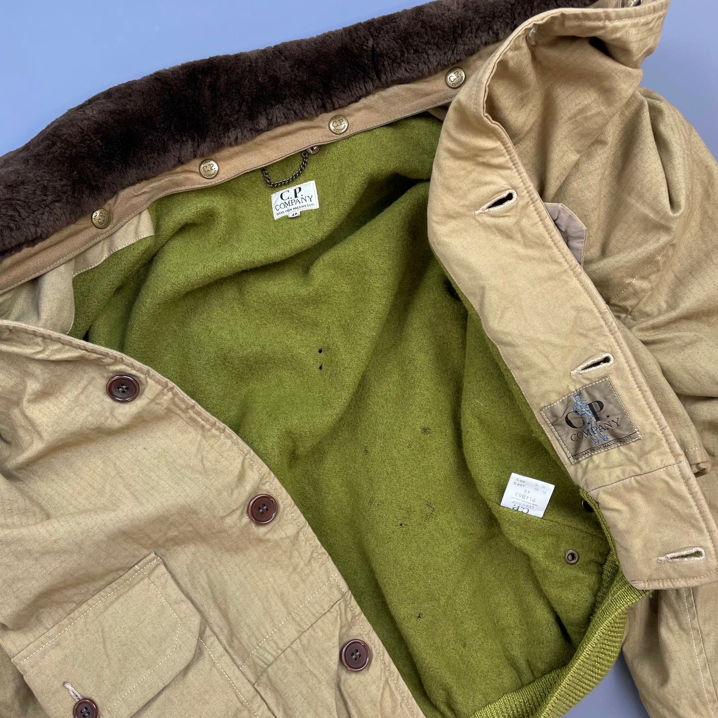 C.P. Company Brown 80s Ideas From Massimo Osti Japanese Release Fur Collar Herringbone Bomber Jacket