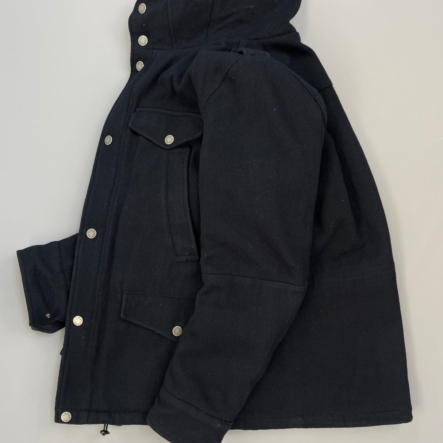 C.P. Company Navy Wool Padded Multi-Pocket Hooded Parka Jacket
