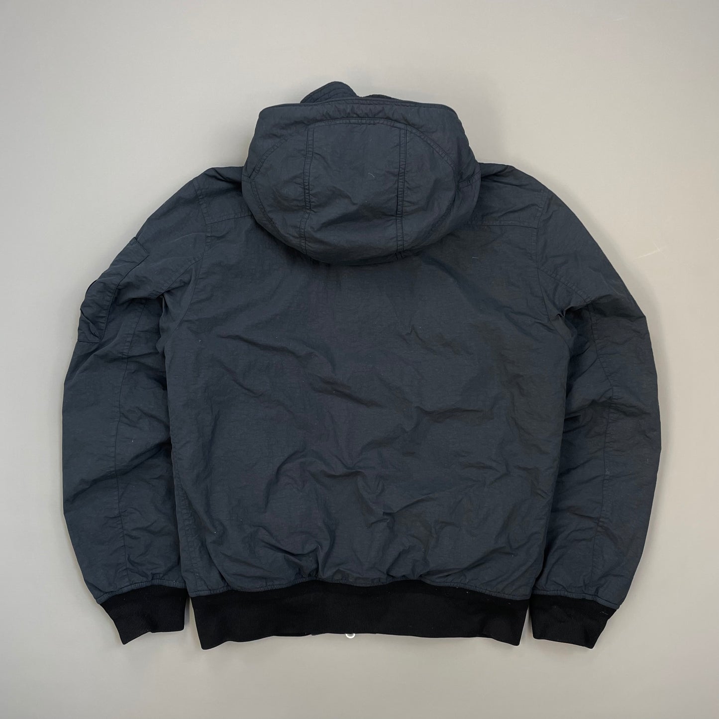 C.P. Company Navy & Black Two-Tone Flatt Nylon Padded Utility Hood Bomber Jacket