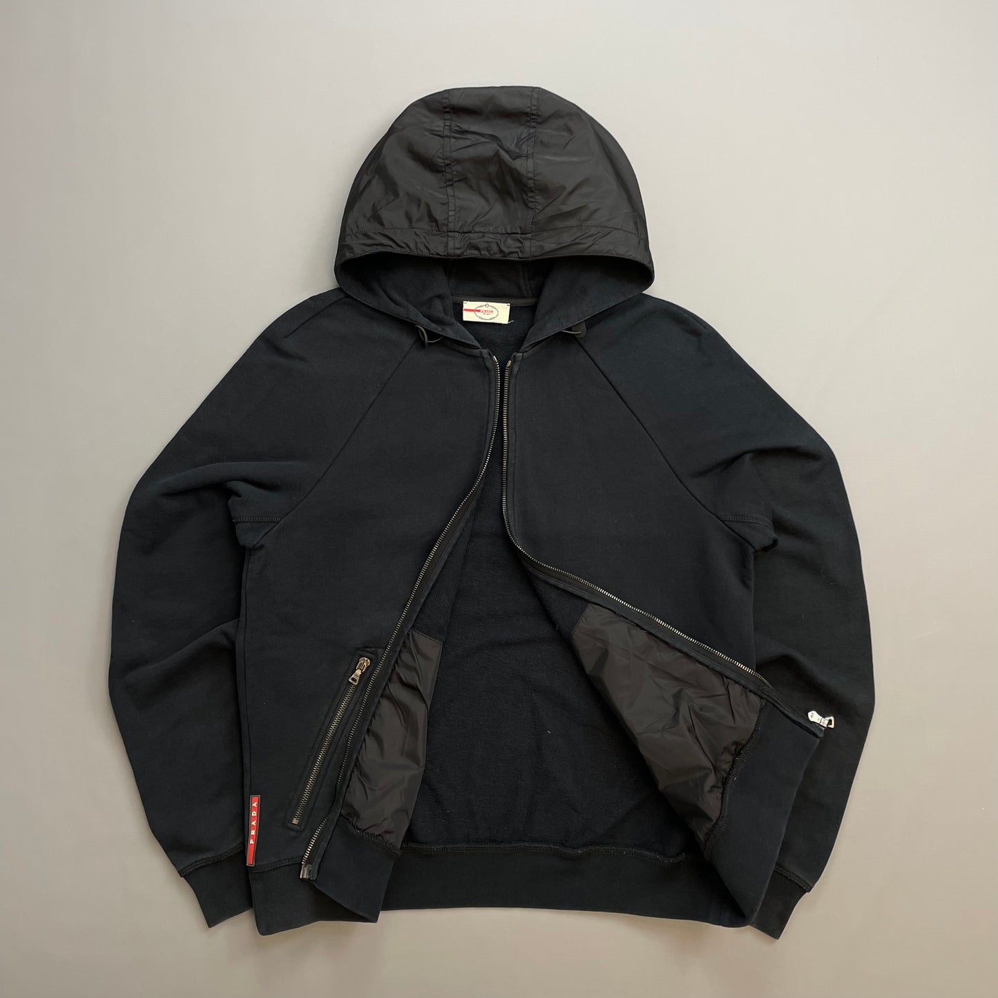 Prada Sport Black 2013 Nylon Hood Zip-Through Hoodie