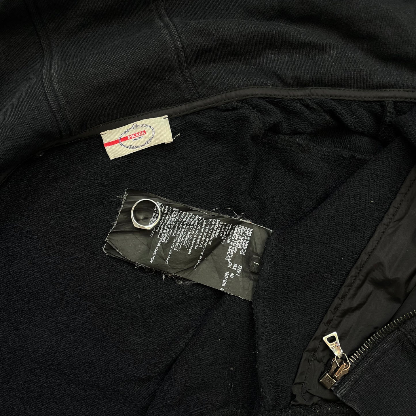 Prada Sport Black 2013 Nylon Hood Zip-Through Hoodie