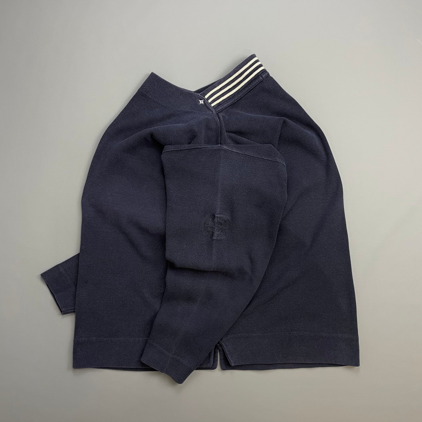 Stone Island Navy 80s Stripe & Compass Detailed Collar Jumper