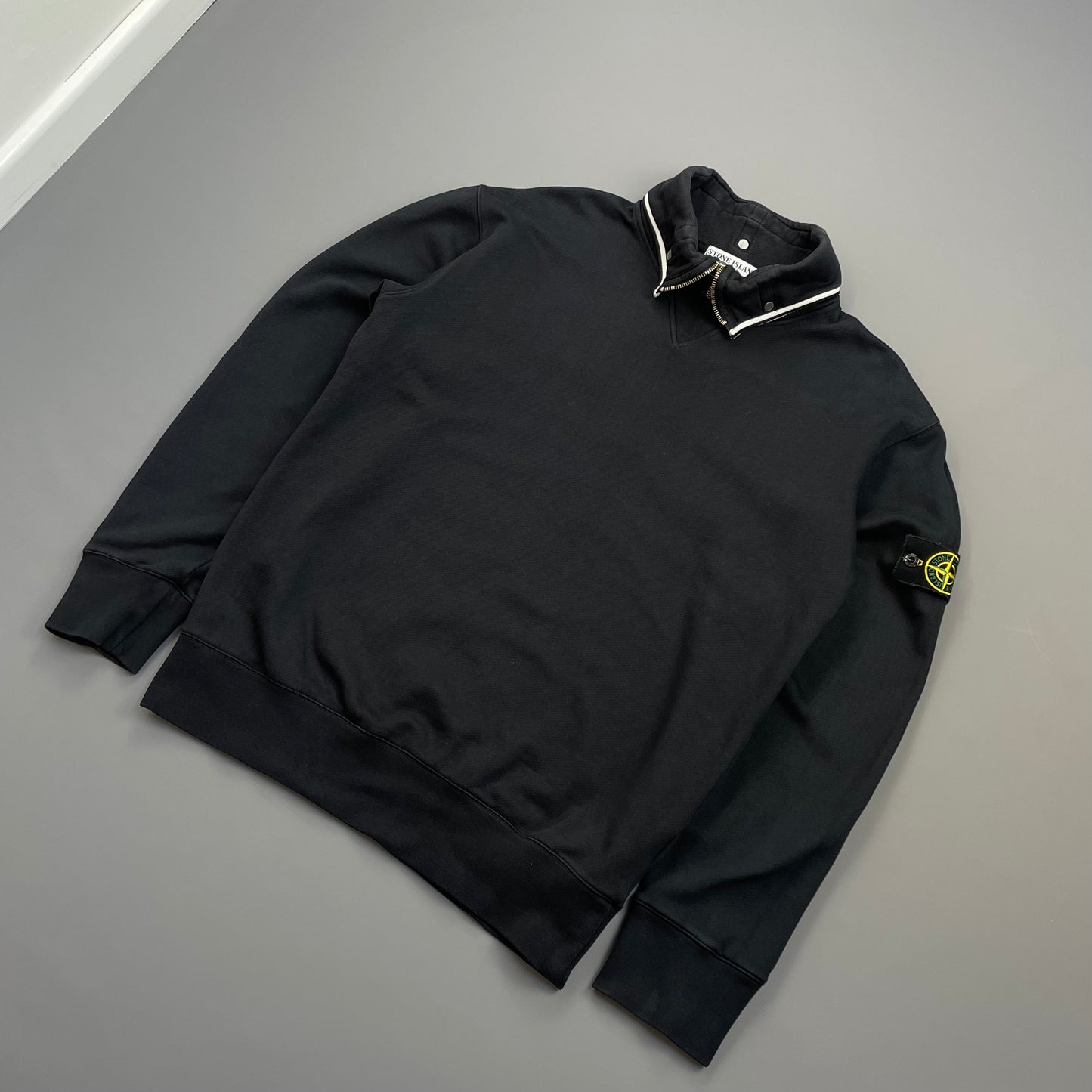 Stone Island Navy SS10 Button-Down Funnel Neck Jumper