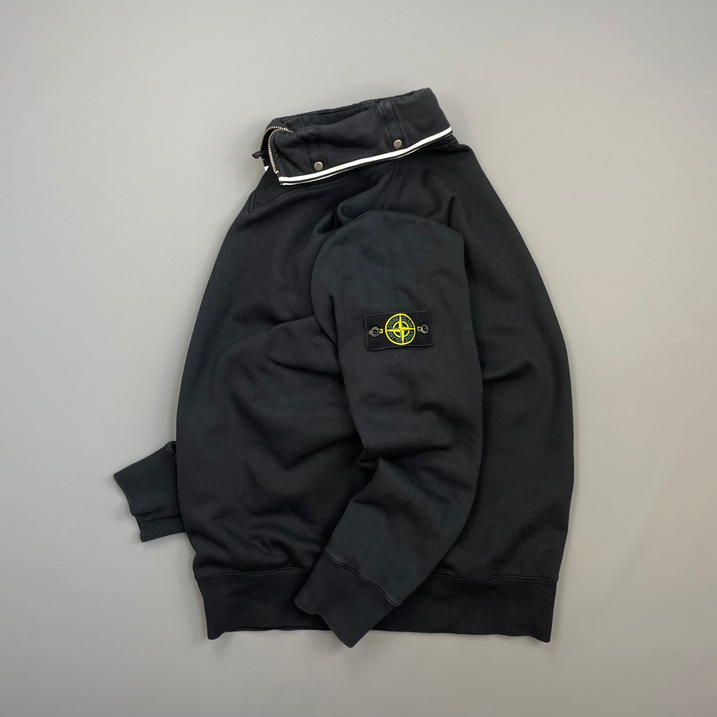 Stone Island Navy SS10 Button-Down Funnel Neck Jumper