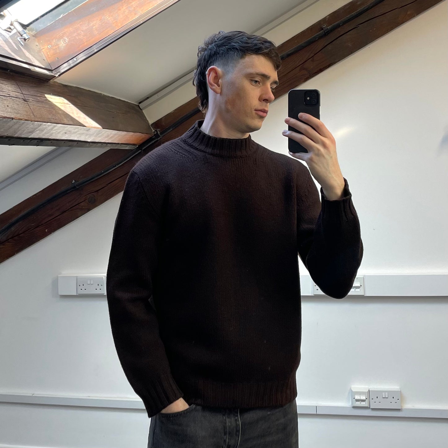C.P. Company Brown AW97 Wool Heavyweight Mockneck Knit Jumper