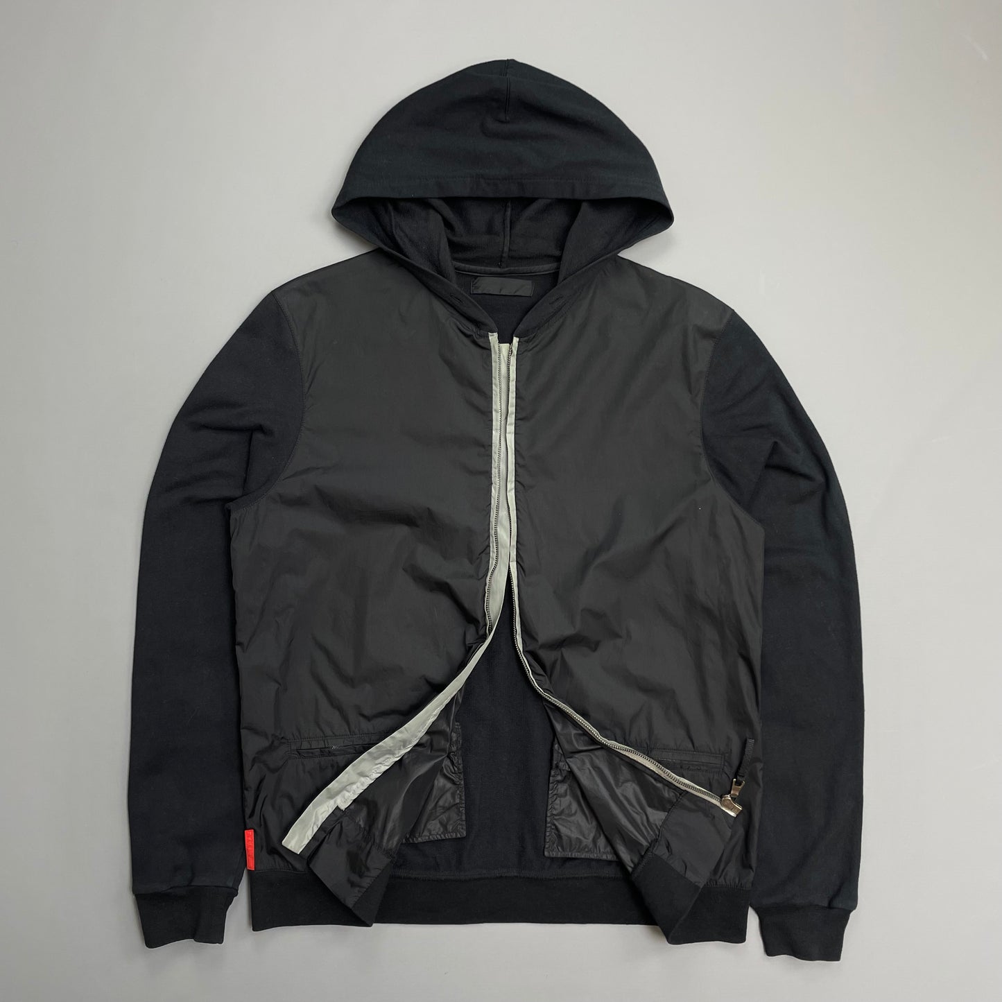 Prada Sport Navy 00s Nylon Panelled Lightweight Zip-Through Hoodie
