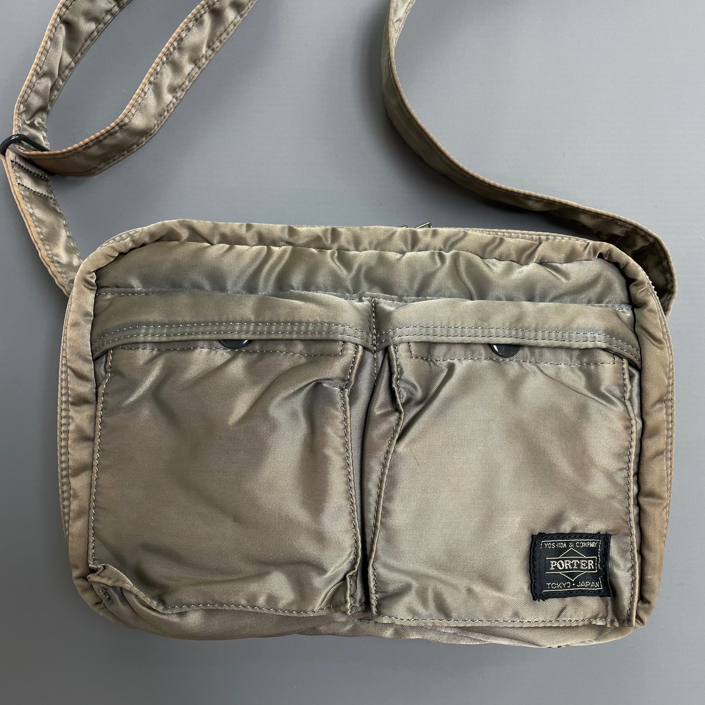 Porter Yoshida & Co. Silver & Beige Nylon Tanker Shoulder Bag