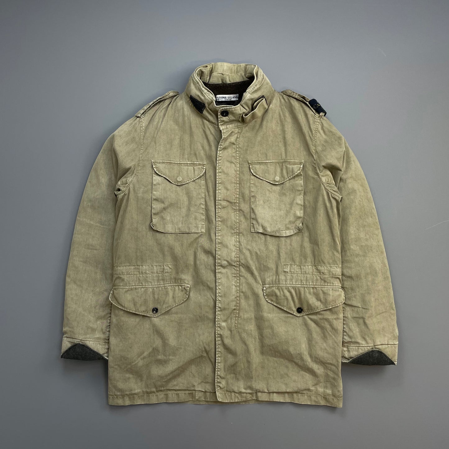 Stone Island Tan & Brown AW06 Lino-Flax Concealed Hood Dutch Rope Liner Overcoat