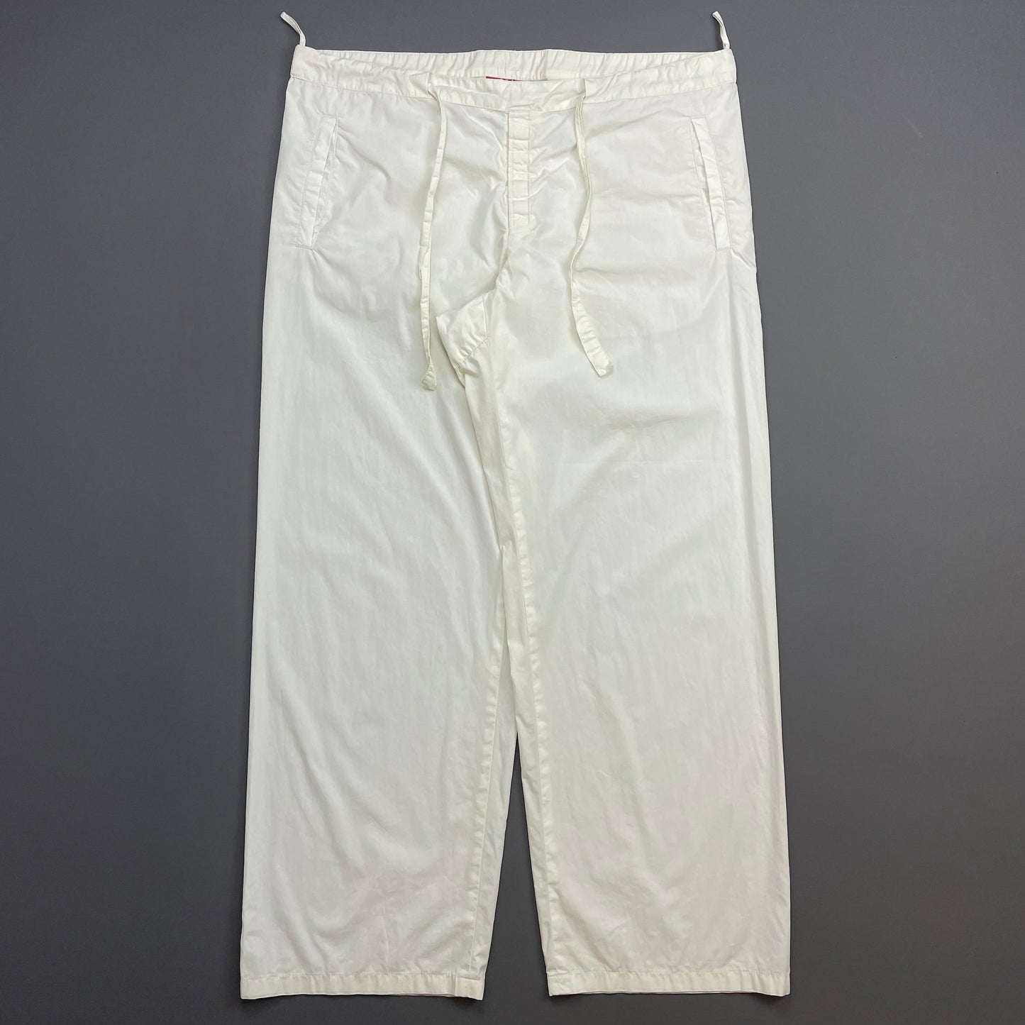 Prada Sport White SS99 Wide Leg Cotton Trousers