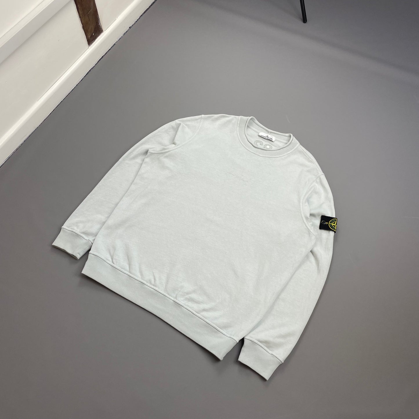 Stone Island Blue AW22 40th Anniversary Embroidered Raw-Edge Mockneck Jumper