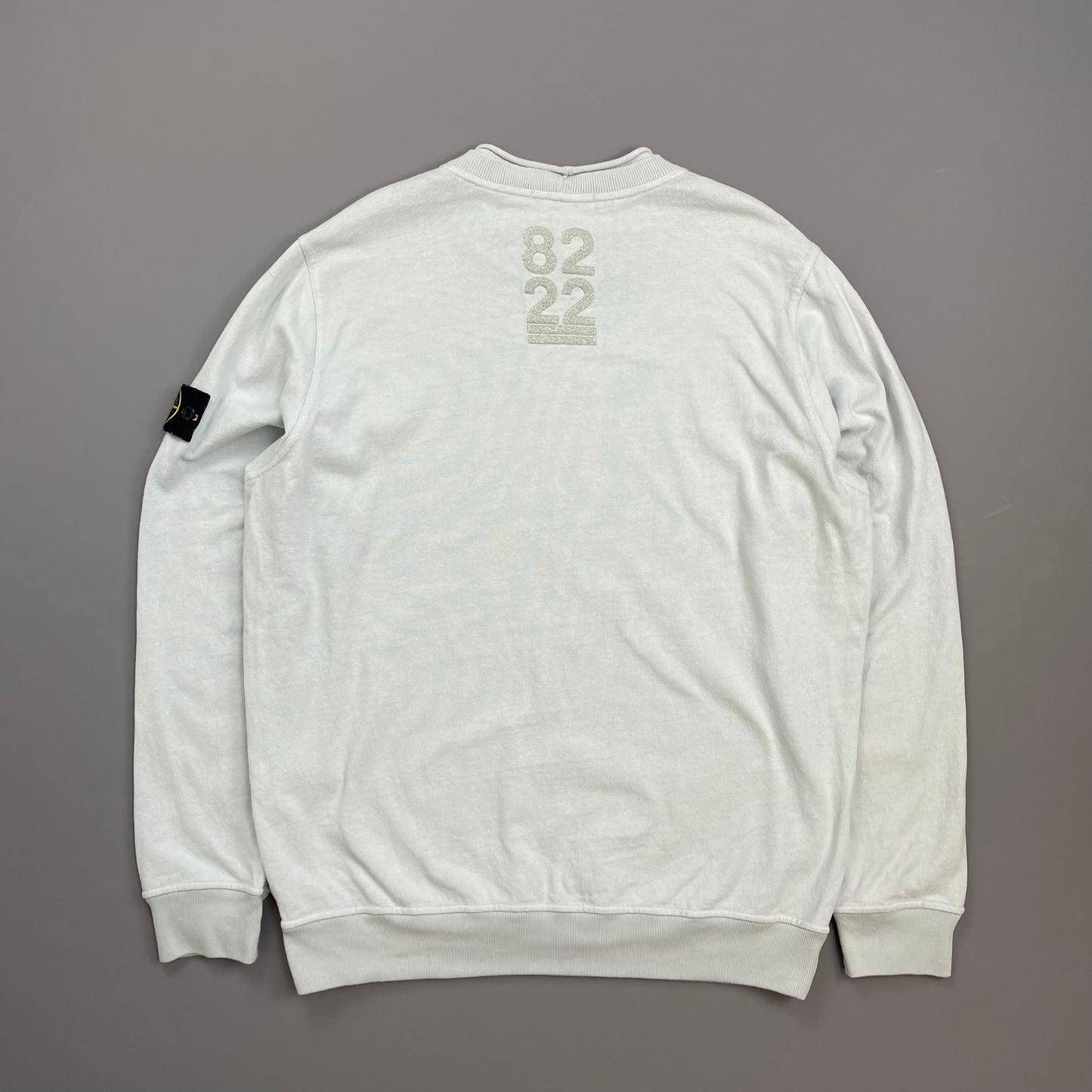 Stone Island Blue AW22 40th Anniversary Embroidered Raw-Edge Mockneck Jumper